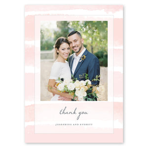Watercolor Ribbons Wedding Thank You Salmon Gartner Studios Cards - Thank You