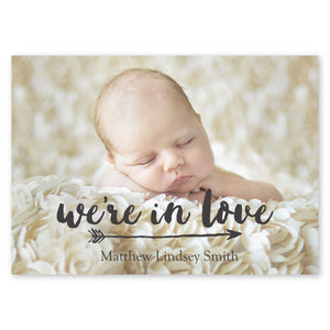 We're In Love Baby Announcement White Gartner Studios Baby Announcement