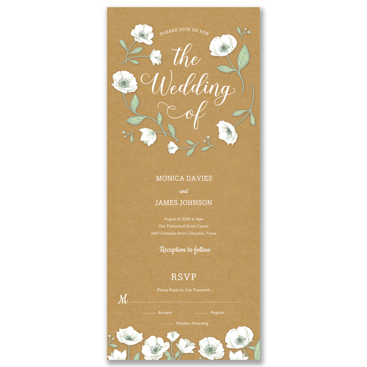 Wedding Flowers All-in-One Wedding Invitation Gartner Studios All-in-One Wedding Invitation 98530