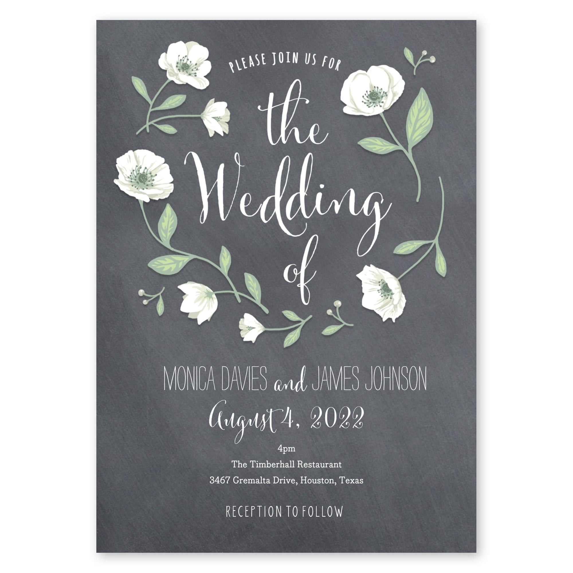 Wedding Flowers Wedding Invitation Charcoal Gartner Studios Wedding Invitation 10538