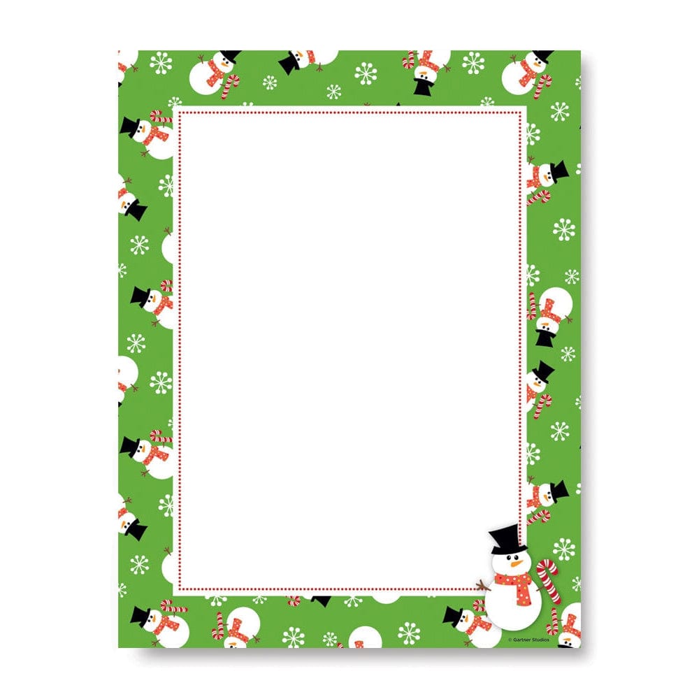 Whimsy Green Snowman Stationery - 100 Count Gartner Studios Stationery Paper 79852