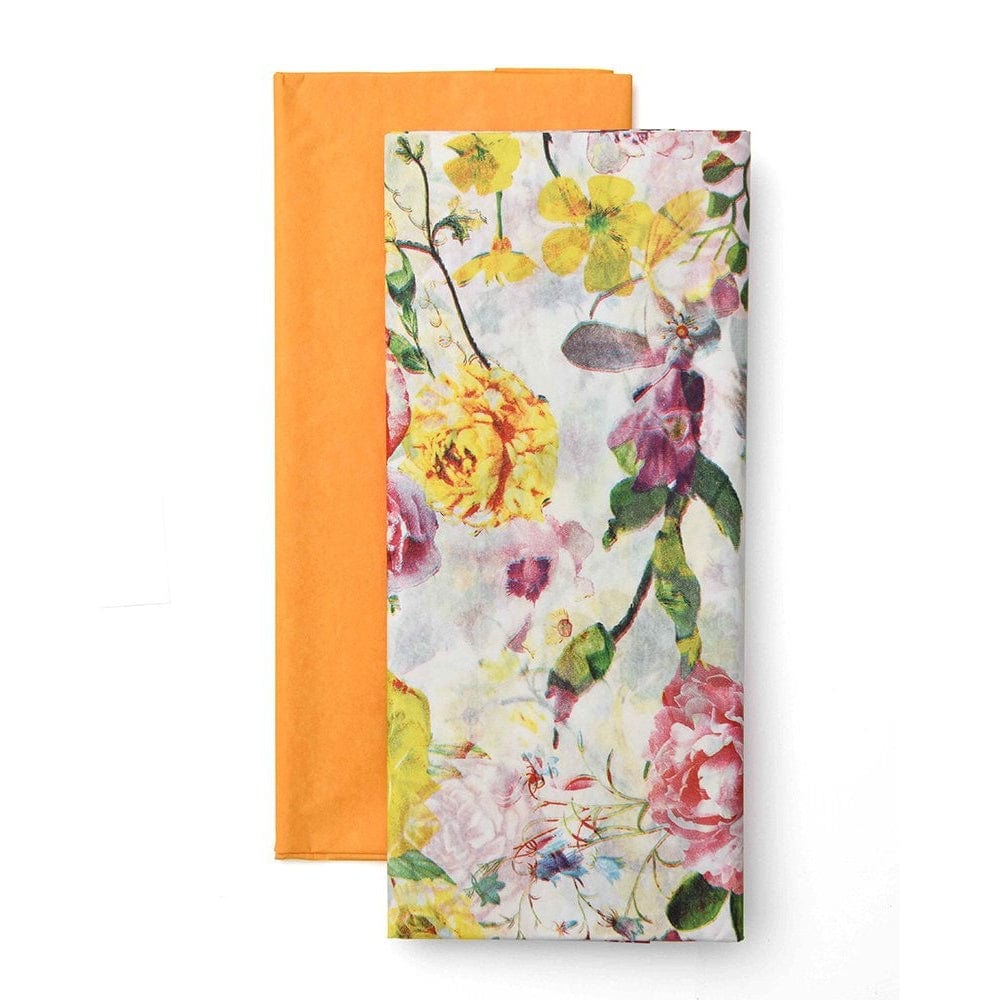 White Floral And Orange Tissue Paper