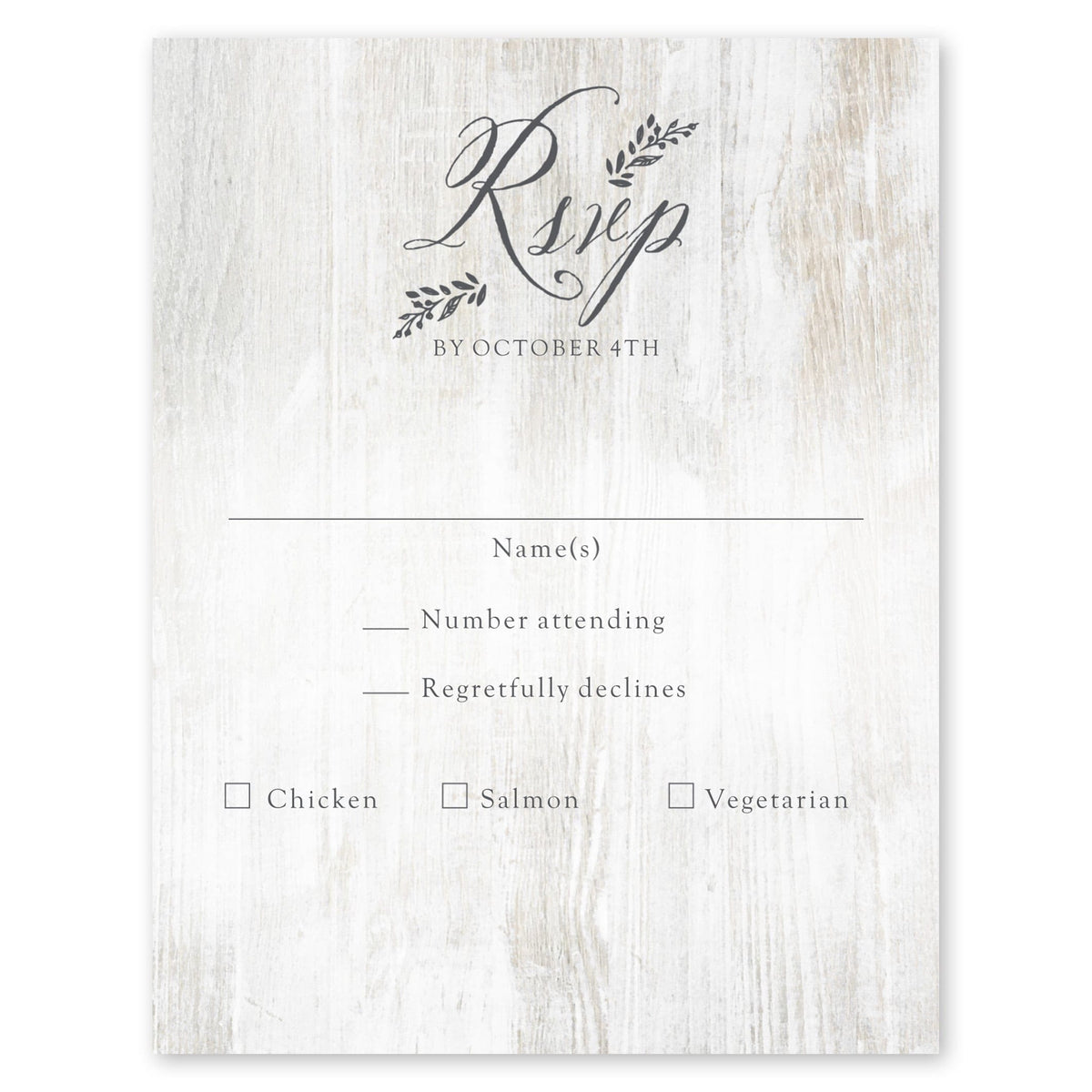 White Wood Wedding Response Card Blush Gartner Studios Response Cards 97208