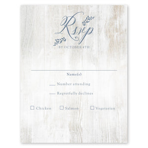 White Wood Wedding Response Card Slate Blue Gartner Studios Response Cards 97208