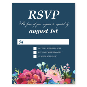 Woodland Floral Wedding Response Card Navy Gartner Studios Wedding Invitation 10594