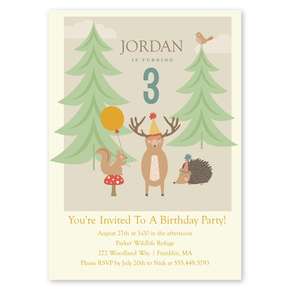 Woodland Romp Birthday Invitation Taupe Gartner Studios Birthday Invitation